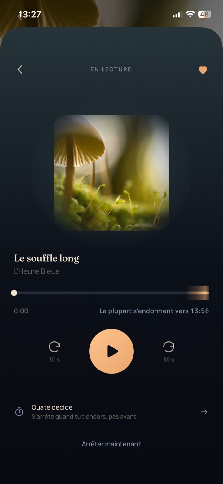 Il player di Ouate: si ferma quando ti addormenti, non prima